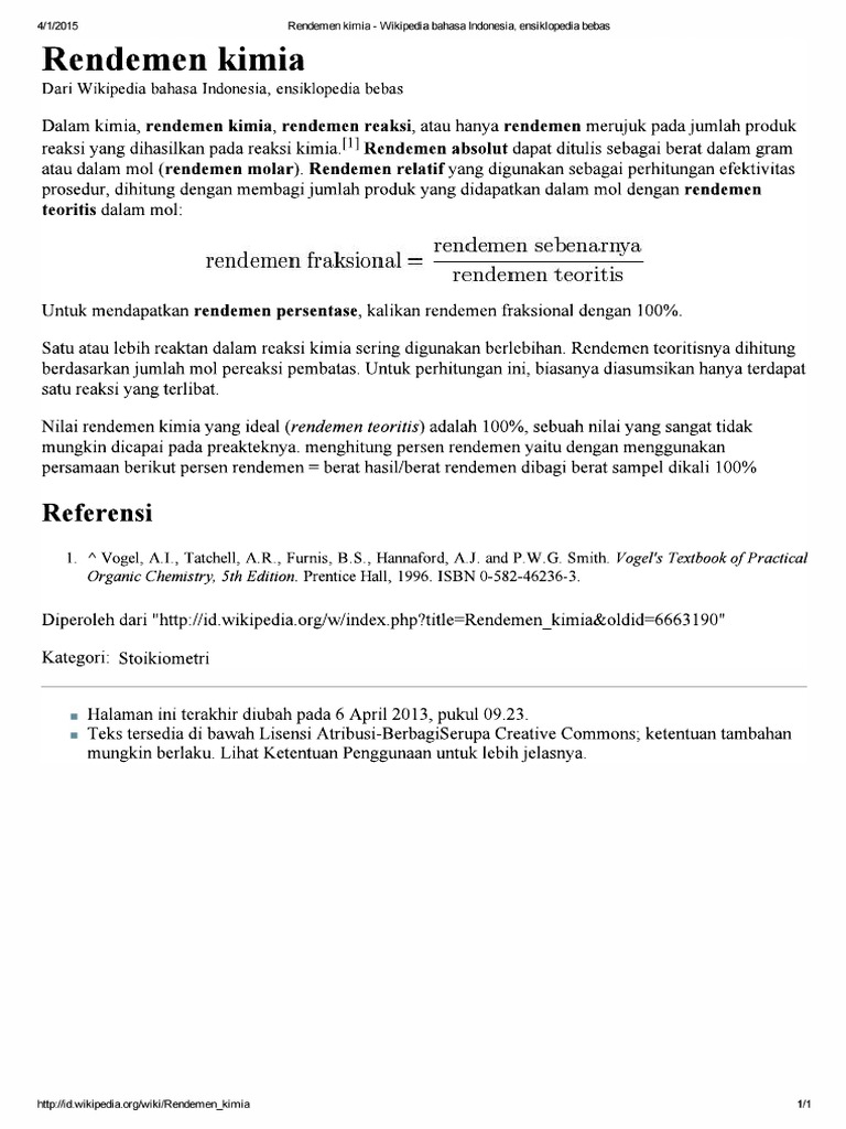 Rendemen Kimia | PDF