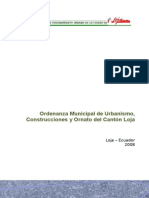 Ordenanza Municipal de Urbanismo, Construcción y Hornato Del Canton de Loja