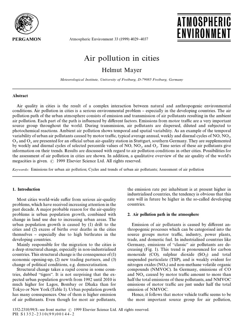 Air Pollution in Cities AE 1999 | PDF | Air Pollution | Carbon Monoxide