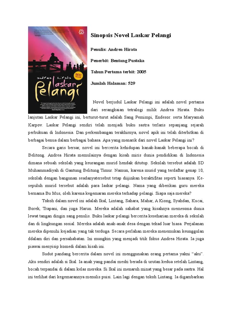 Sinopsis Novel Laskar Pelangi  PDF
