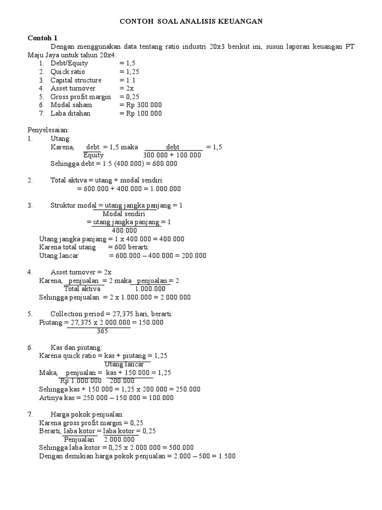 Soal Jawab Analisis Keuangan Ok
