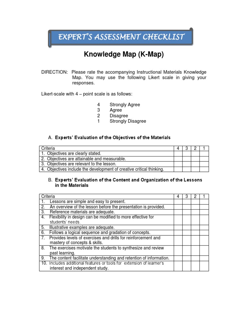 Expert's Assessment Checklist | PDF | Career & Growth