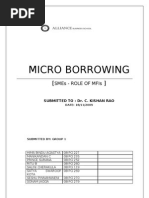 Micro Borrowing: Smes - Role of Mfis