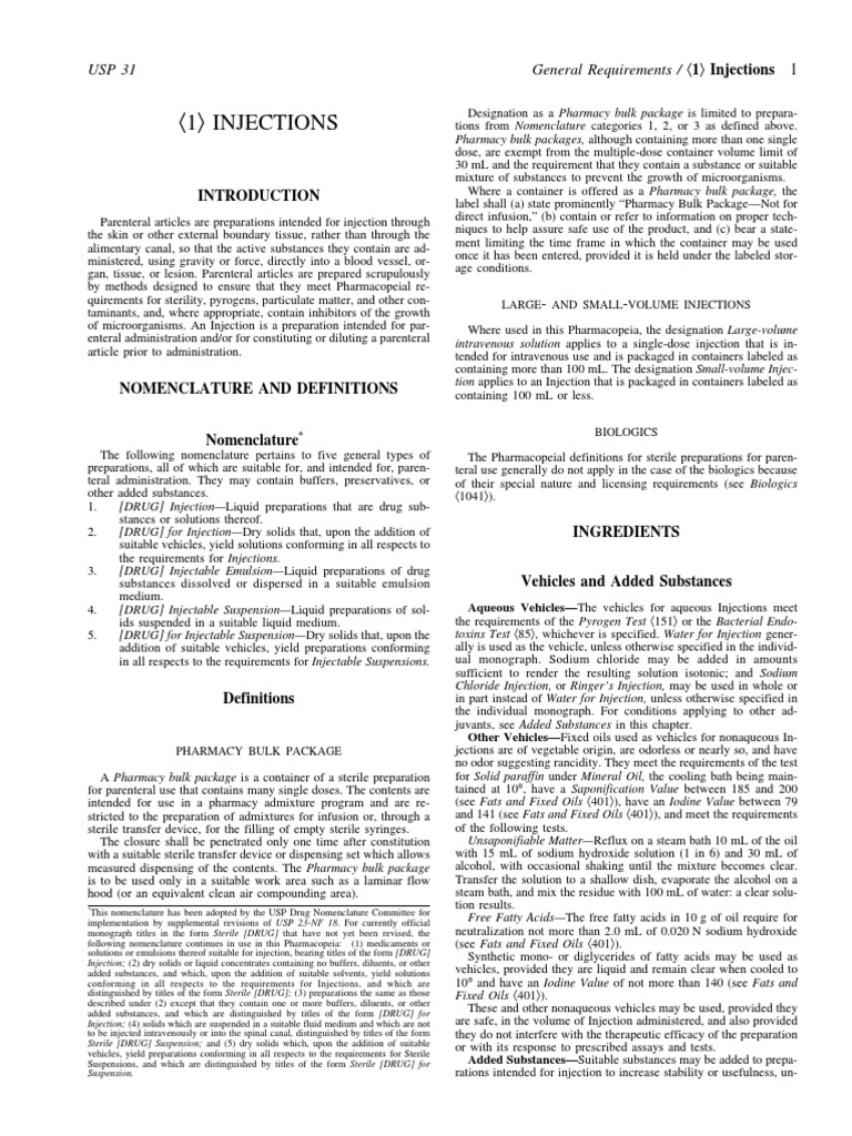 USPgeneral Chapter Injections PDF