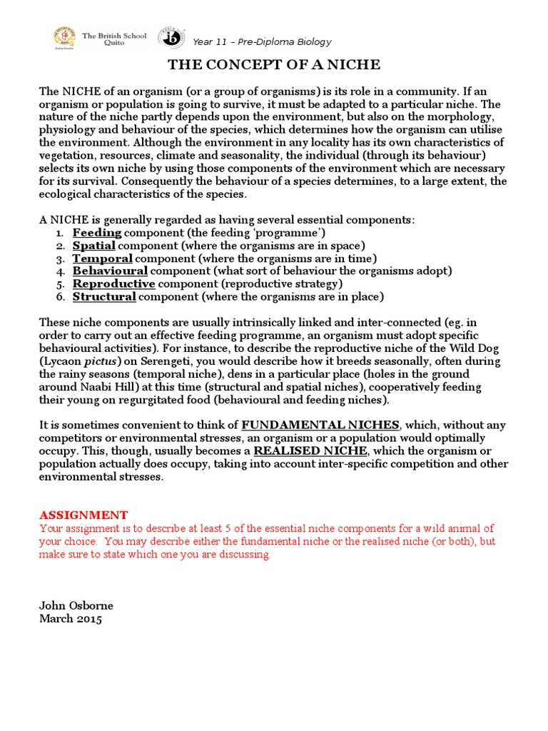 Understanding Organism Niche Components | PDF