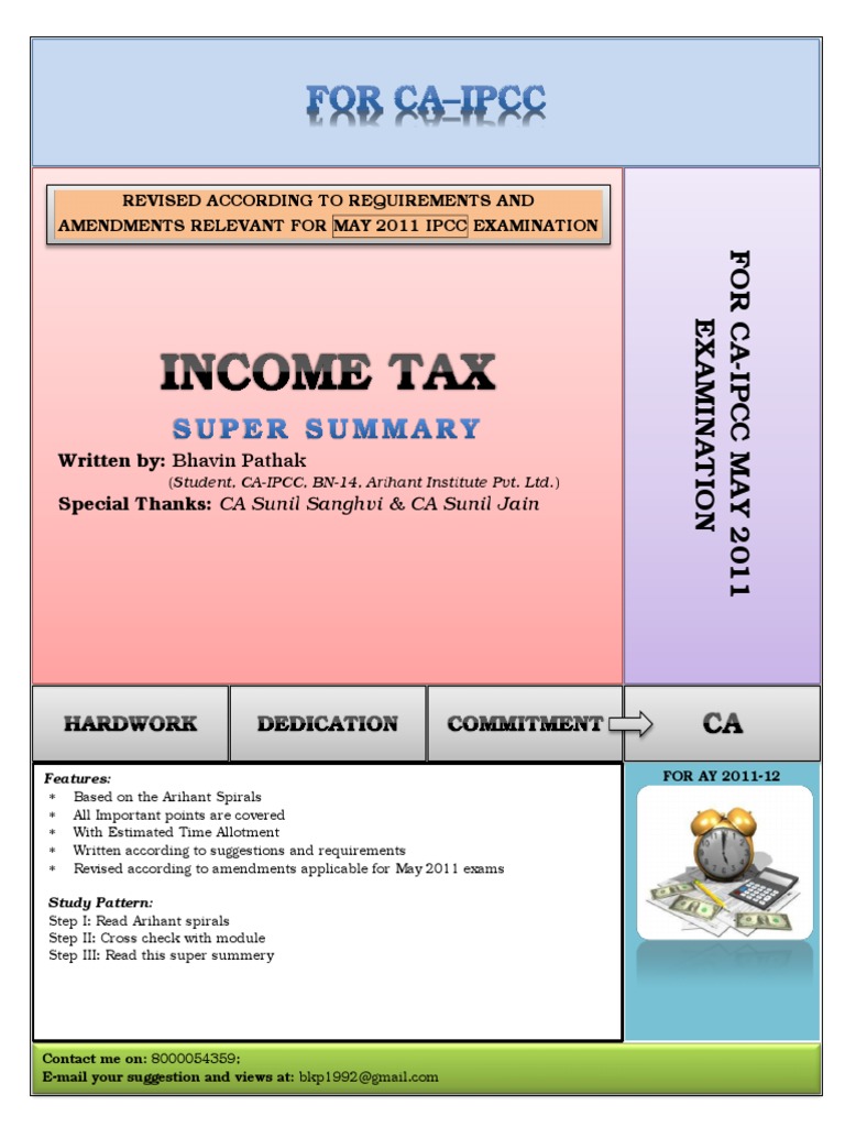 3 Revision Summary of Income Tax | PDF | Expense | Tax Deduction