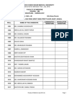 Admission Roll For Faculty of Medicine July-2012