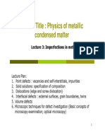 Lecture 3 - Imperfections in Metals