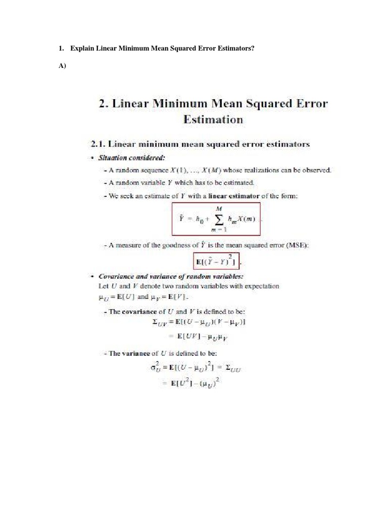 Linear Estimation and Regression Techniques | PDF
