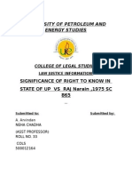 University of Petroleum and Energy Studies: Significance of Right To Know in State of Up Vs Raj Narain, 1975 SC 865