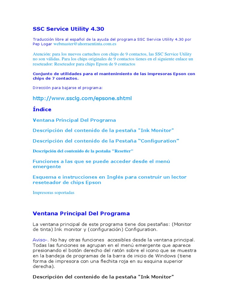 Guía de SSC Service Utility 4.30 | PDF | Impresora (Computación) | Color