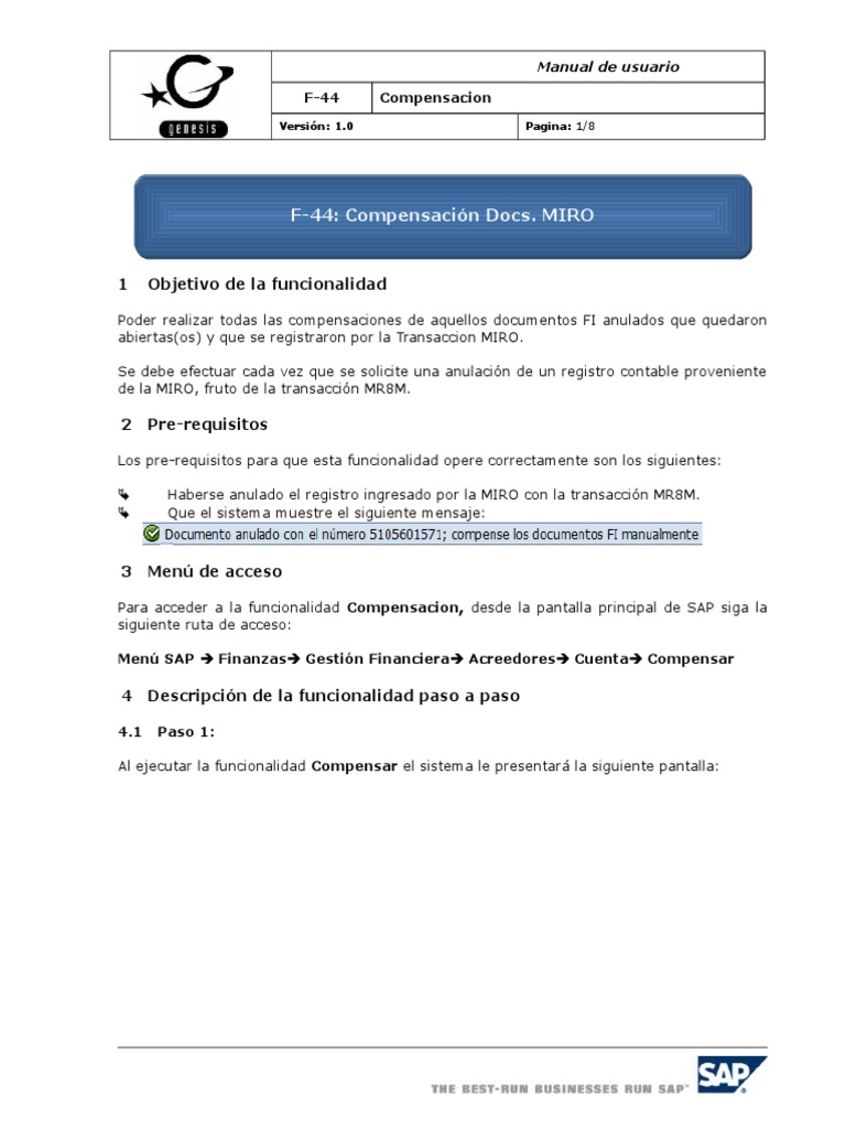 F-44 Compensacion Manual Documentos FI Anuladas Por MIRO | PDF ...