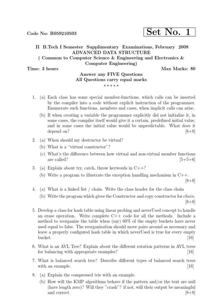 r059210503 Advanced Data Structure | PDF | Teaching Methods & Materials