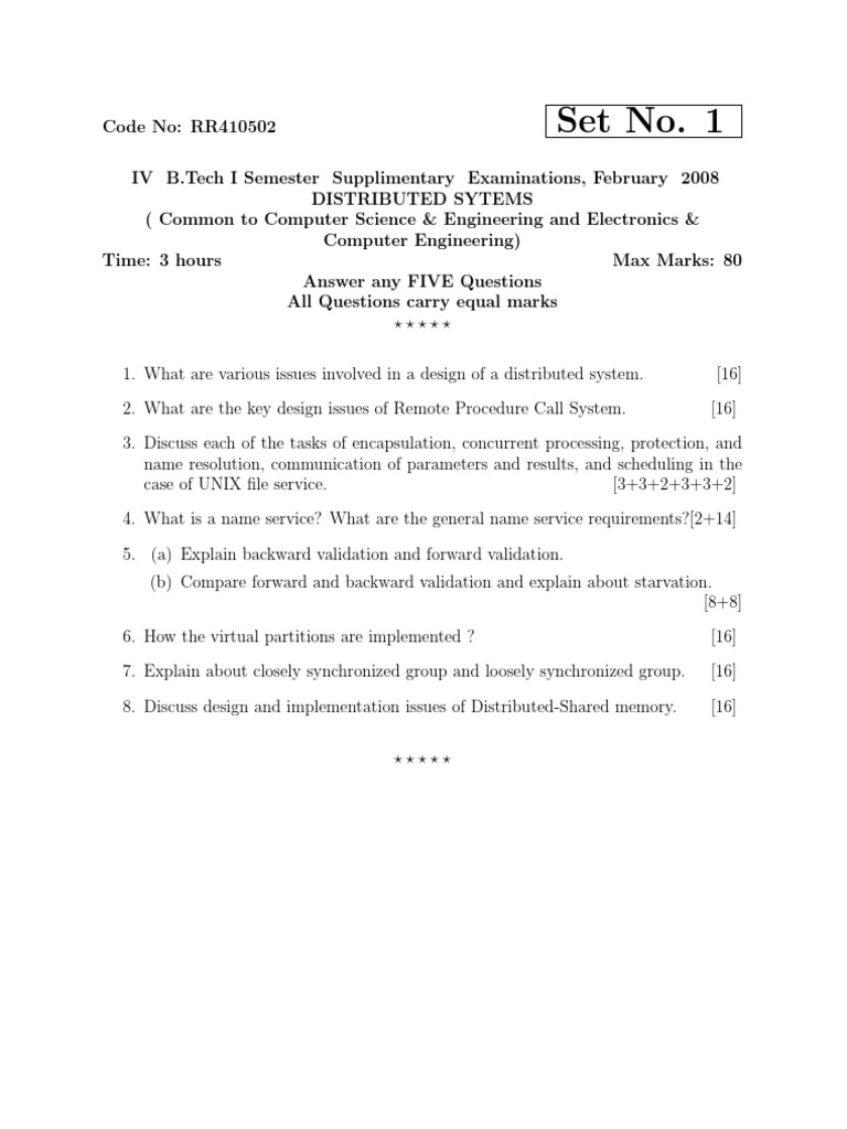 Distributed Systems Exam Questions 2008 | PDF | Computers