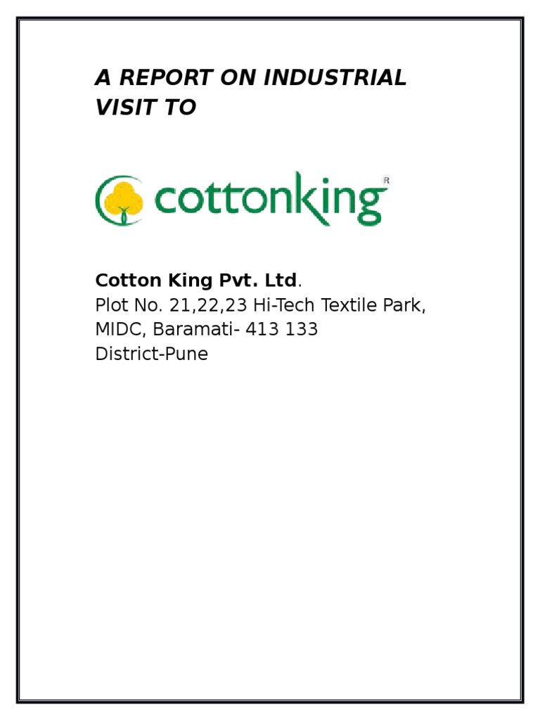 Cotton King Industrial Visit Baramati PDF Fashion Textile Industry