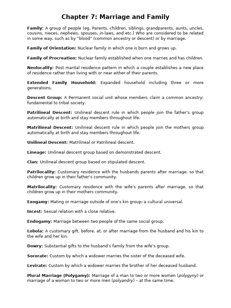 Study Guide ATH | PDF | Kinship | Marriage