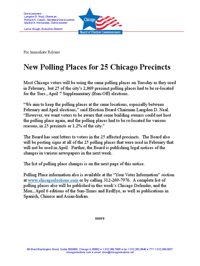 S2015 Polling Place Changes 03 31 | PDF | Voting | Government