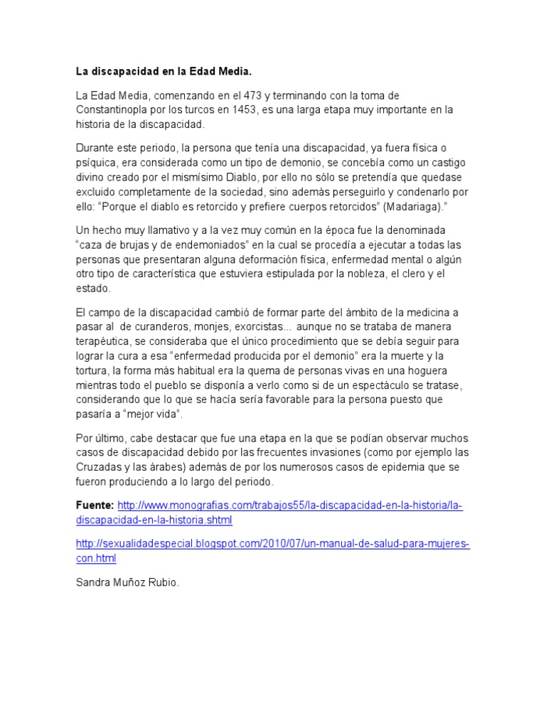 Discapacidad y marginación en la Edad Media | PDF | Invalidez | Baja ...