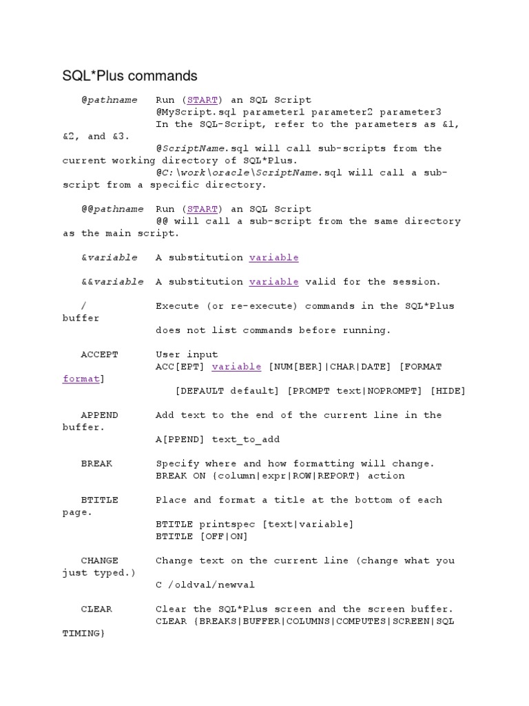 SQLplus Commands | PDF | Sql | Pl/Sql