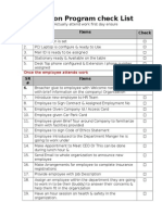 Induction Program Check List