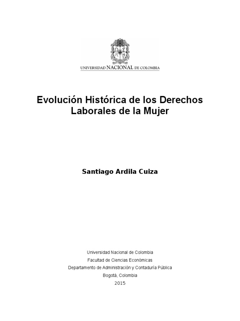 Evolución Histórica de Los Derechos Laborales de La Mujer | PDF | Mujer ...