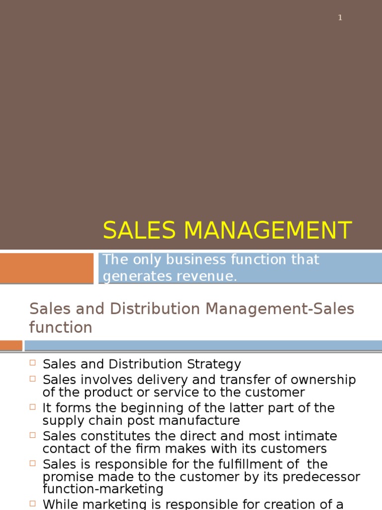 Sales Management: Functions and Importance | PDF | Sales | Strategic ...