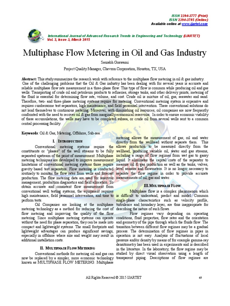 Multiphase Flow Metering in Oil and Gas Industry | PDF | Petroleum ...
