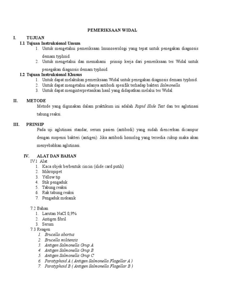 Interpretasi dan Metode Tes Widal | PDF | Sains & Matematika