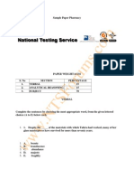 NTS GAT Test Sample Paper of Pharmacy