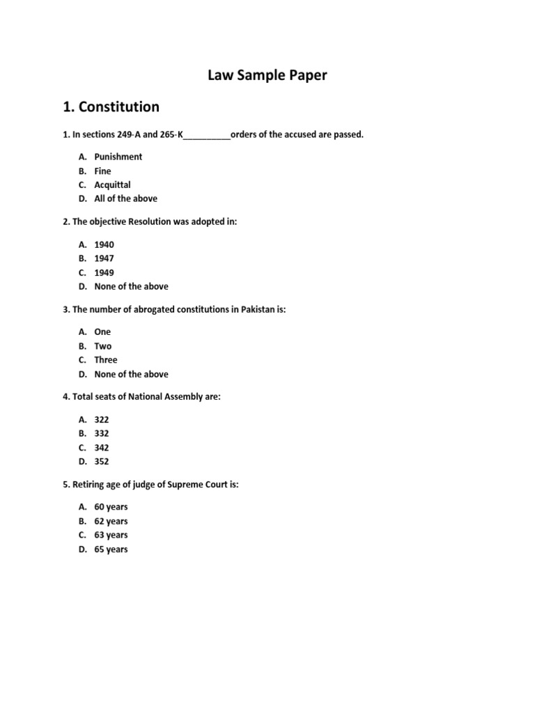 Law Sample Paper Lawsuit Public Law