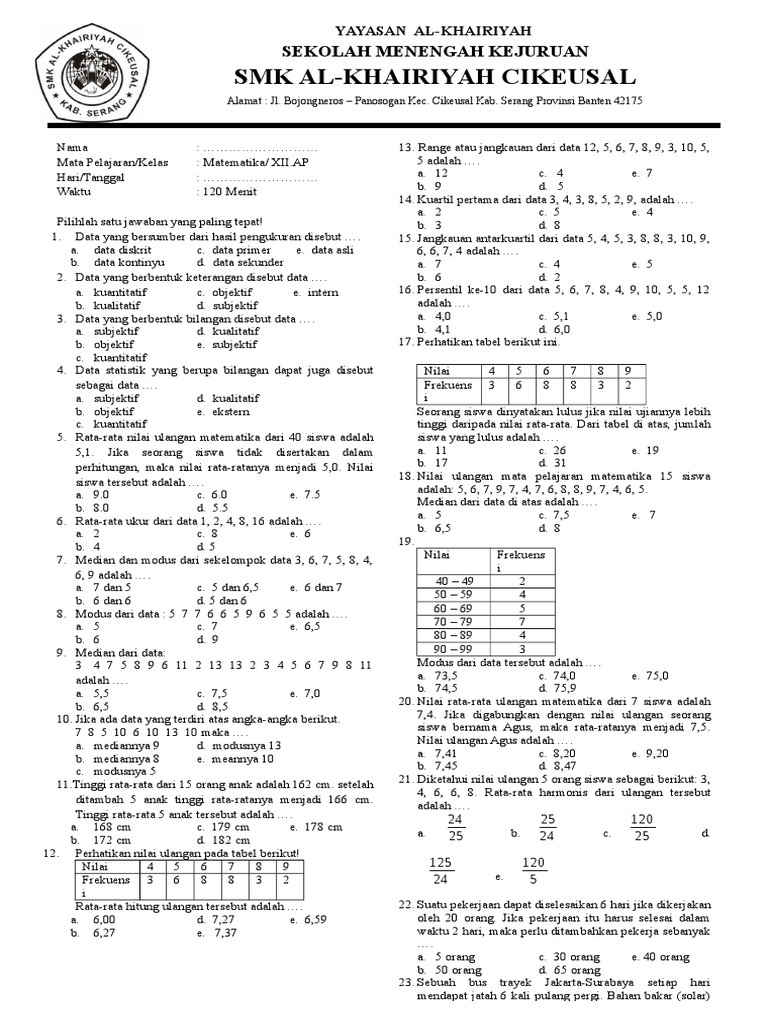 Soal Uas Kelas 12