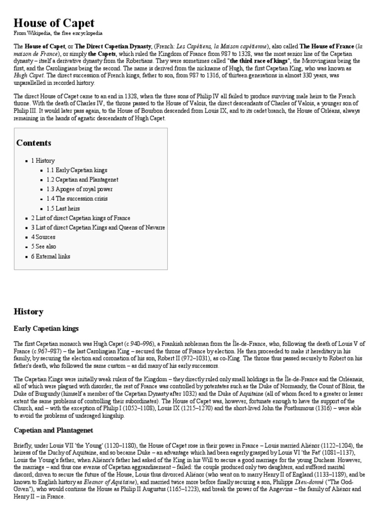 House of Capet PDF Capetian Dynasty European Nobility