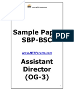 SBP-BSC Assistant Director (OG-3) Sample Paper