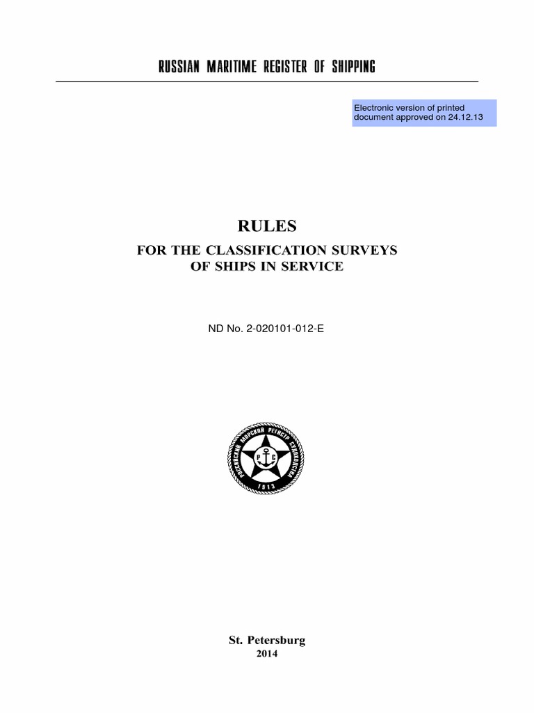 For The Classification Surveys of Ships in Service Rules PDF Oil