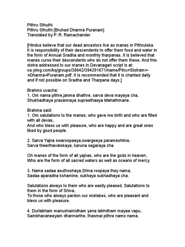 Pitru Stuti Meaning Hindu Mythology Religious Behaviour And Experience