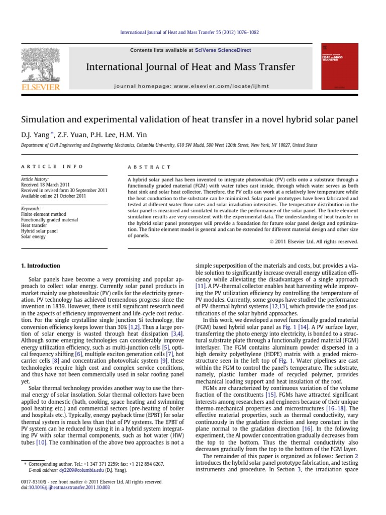 Simulation and Experimental Validation of Heat Transfer in A Novel ...