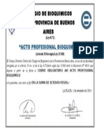 Acto Profesional Bioquimico Cartel Agosto 2014