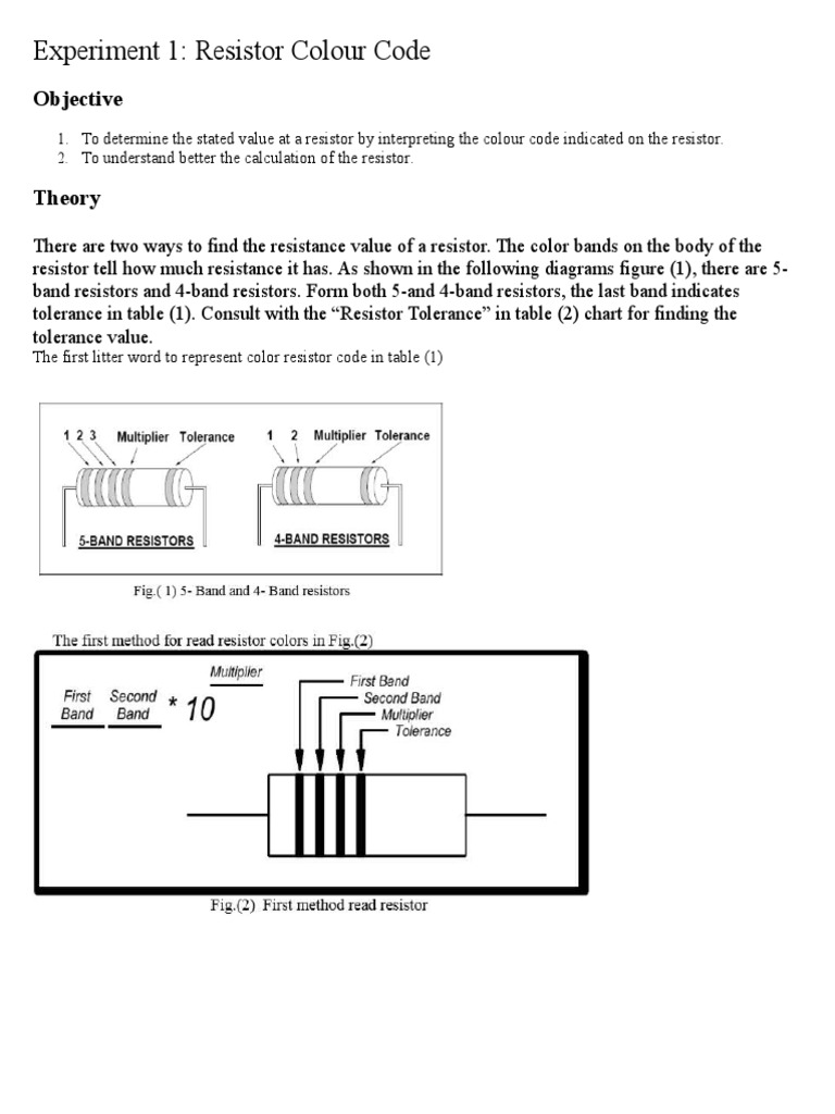 Resistor Colour Code Experiment Guide | PDF | Resistor | Color