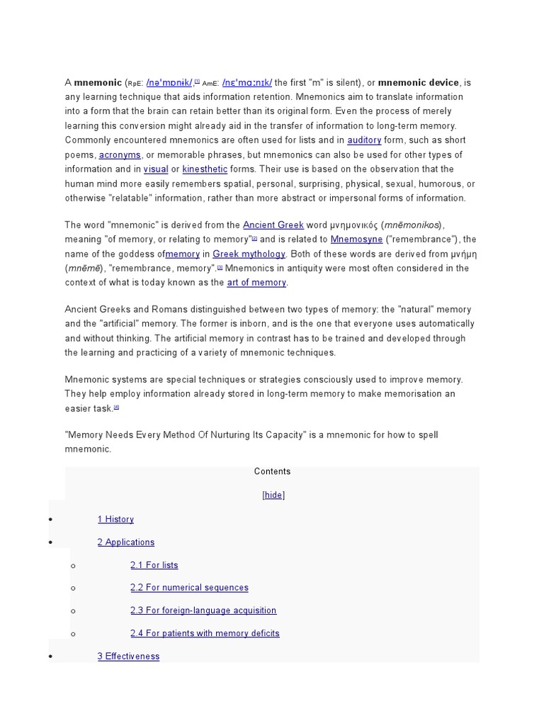 Mnemonic intelligence overview