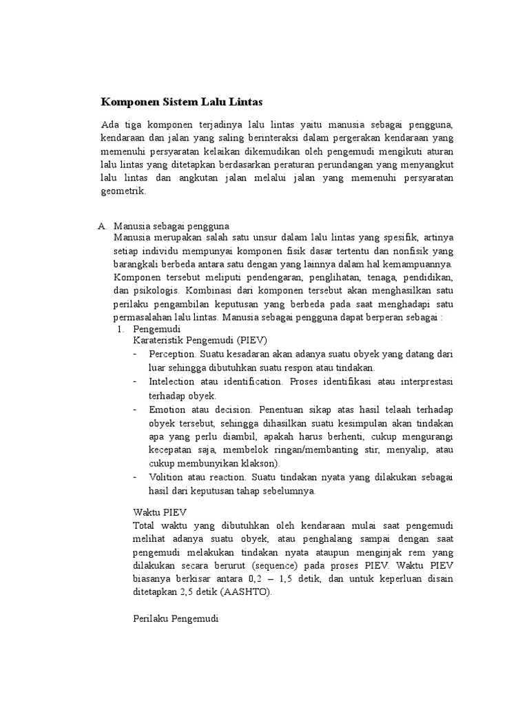 komponen sistem lalu lintas komponen sistem lalu lintas