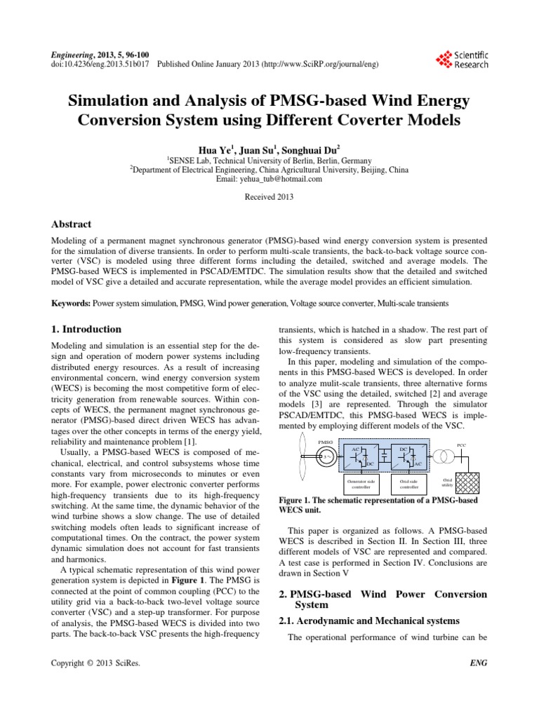 Simulation and Analysis of PMSG-based Wind Energy Conversion System ...
