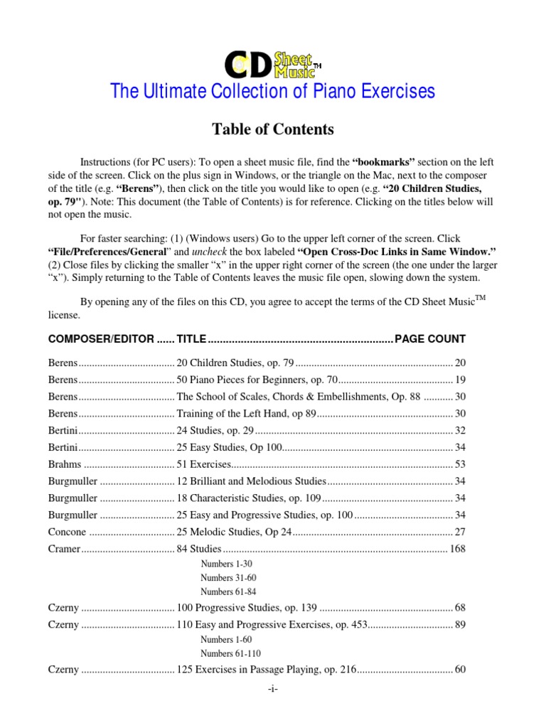 List of Different Studies For Piano | PDF | Piano | Musical Compositions