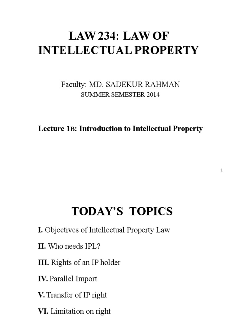 Introduction to Intellectual Property Law | PDF | Intellectual Property ...