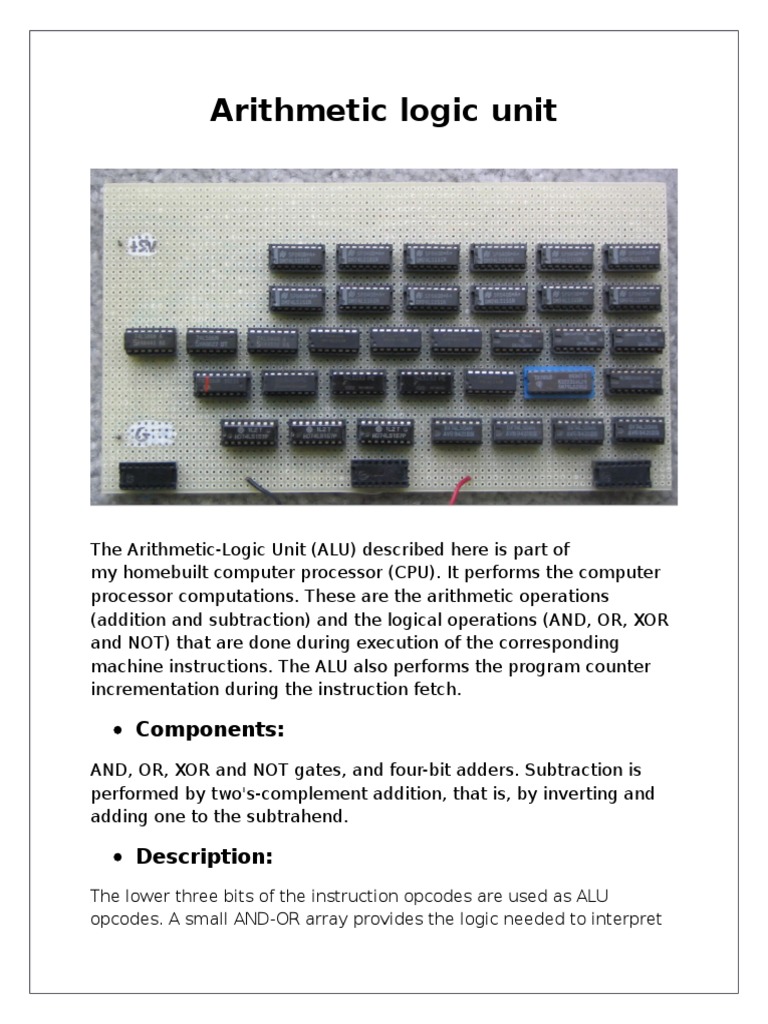 Homebuilt CPU ALU Design | PDF | Computers