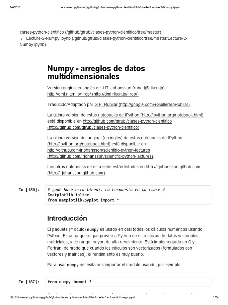 I Python Numpy Matrices Codificacion y Manejo | PDF | Estructura de ...