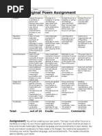 Original Poem Rubric