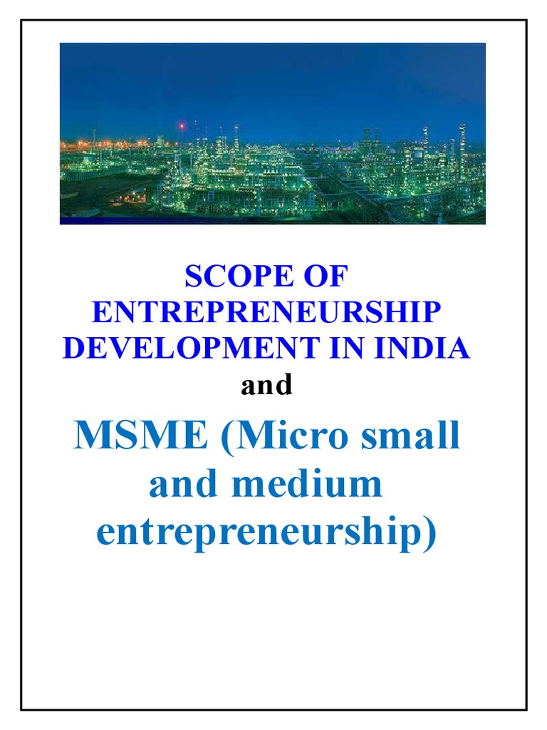 Scope of Entrepreneurship Development in India | PDF | Entrepreneurship ...