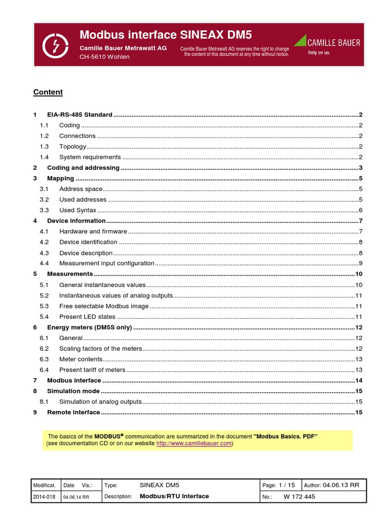 Modbus Interface DM5 05-14 | PDF | Computer Engineering | Computer Data