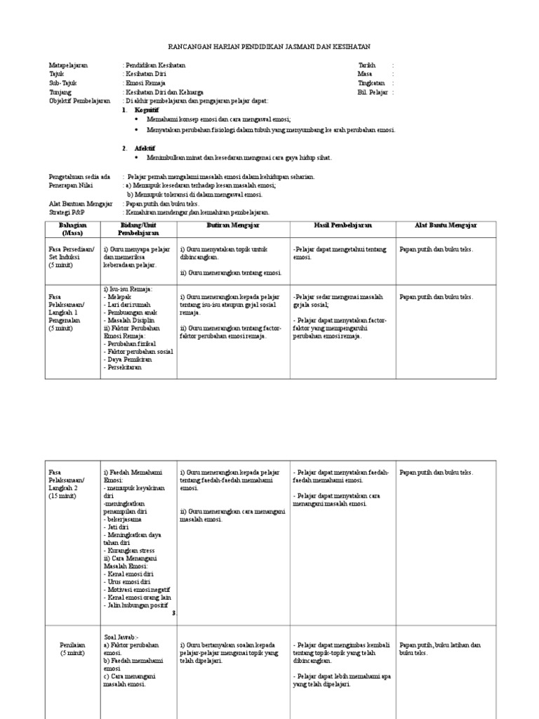 Rph Emosi Remaja Pdf