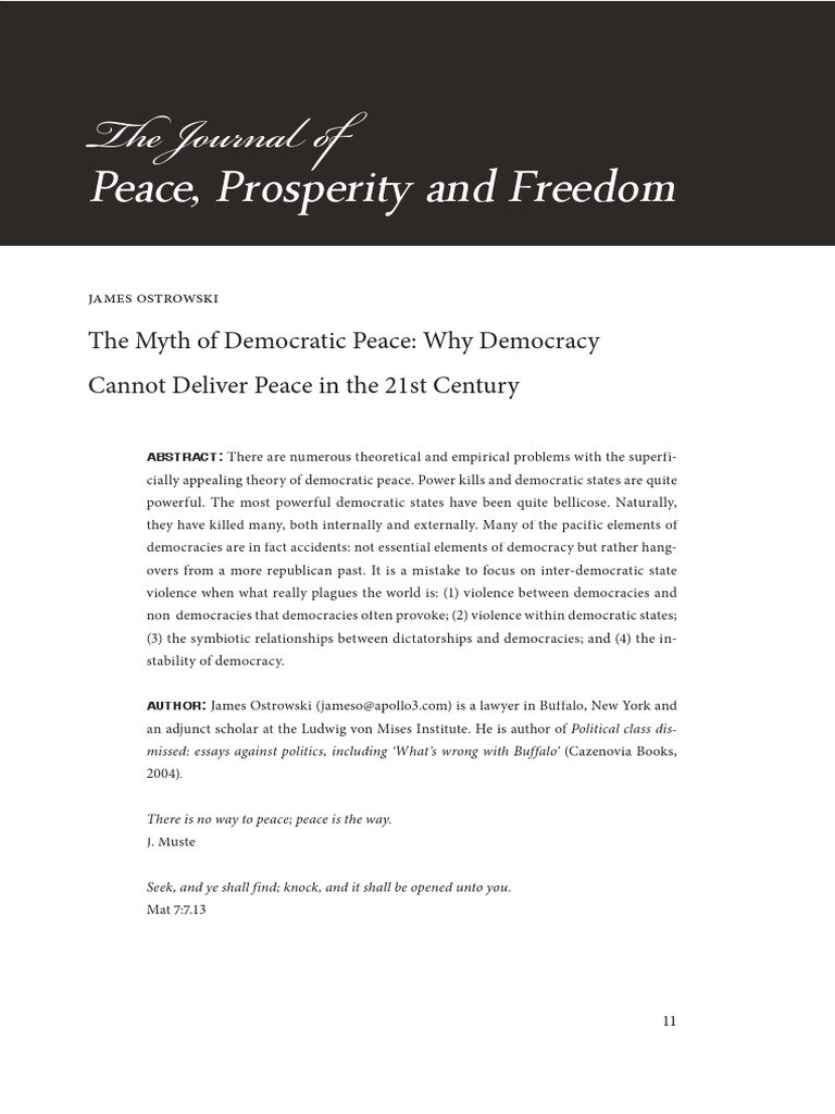 The Myth of Democratic Peace | PDF | Democracy | Political Ideologies